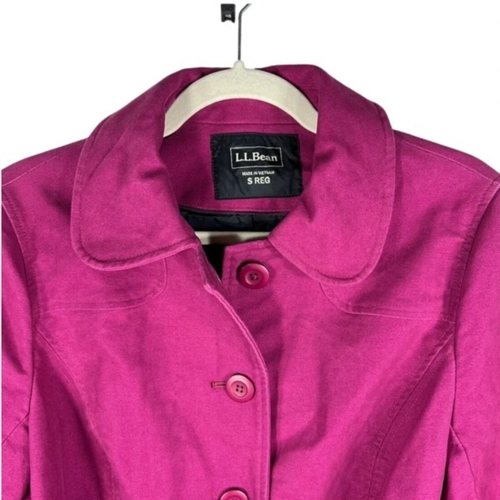 LL Bean Pea Coat Belted Canvas Field Jacket Small Pink Chore Barn Spring Preppy‎